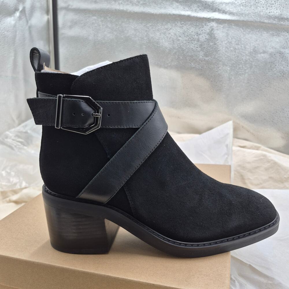 NEW Sanctuary Cora Ankle Boot, Black Suede leather bootie Women's SIZE 7.5